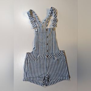 Garage Blue & White Stripe Denim Overalls Shortall Size XS